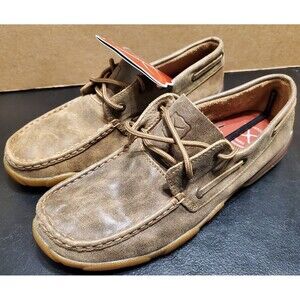Twisted X Women's WDM0003 Driving Mocs Boat Shoes Leather Brown - SIZE 9M - NWT